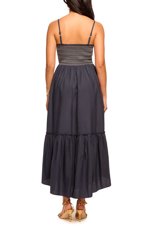 Ramy Brook Lucia Smocked Cotton Poplin Maxi Dress In Blue