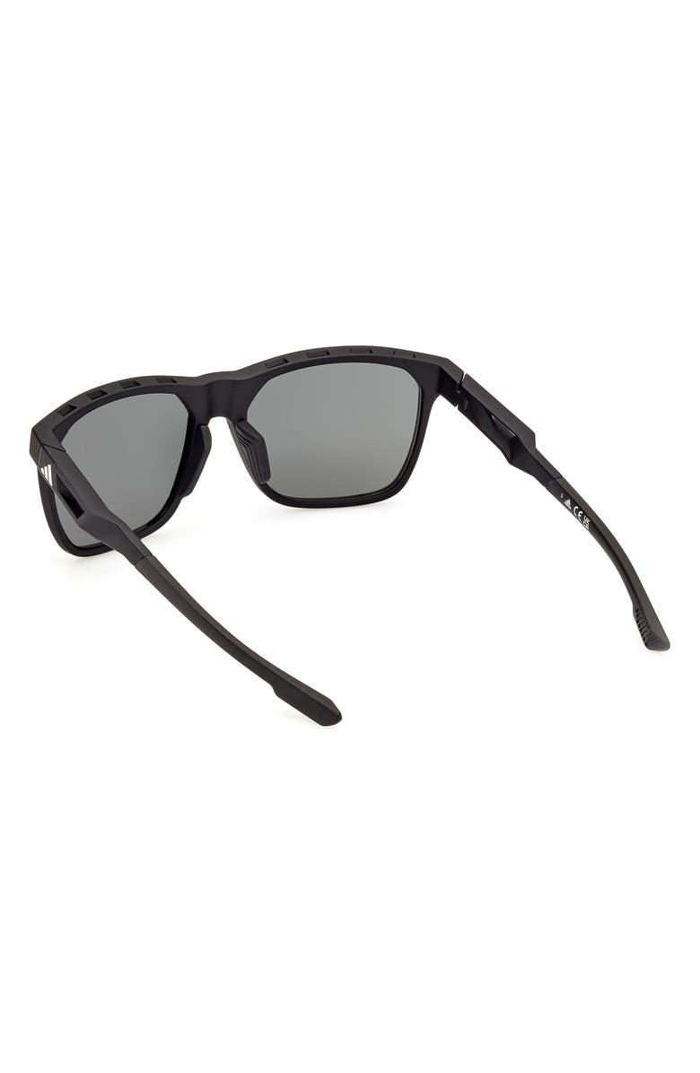 adidas 55mm Navigator Sunglasses, Alternate, color, Matte Black / Green