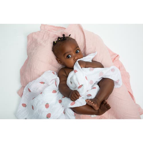 Lulujo Cotton Muslin Swaddles 2 Pack In Strawberries/ballet Slipper