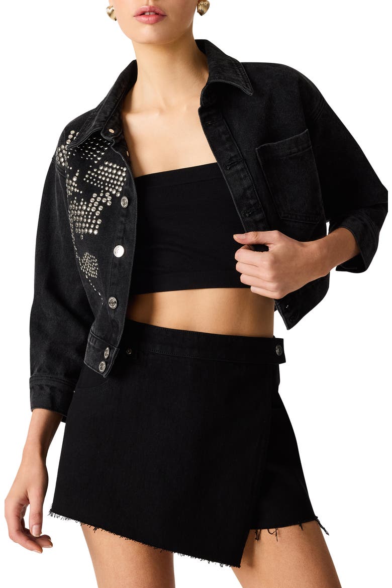 Dove Studded Cropped Jacket, Main, color, WASHED BLACK
