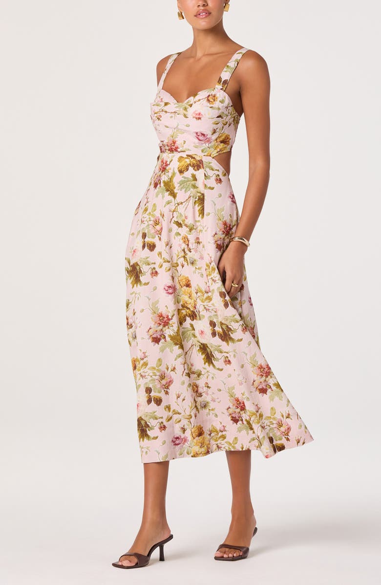 ASTR the Label Ciana Floral Tie Strap Dress, Alternate, color, Pink Green Bloom