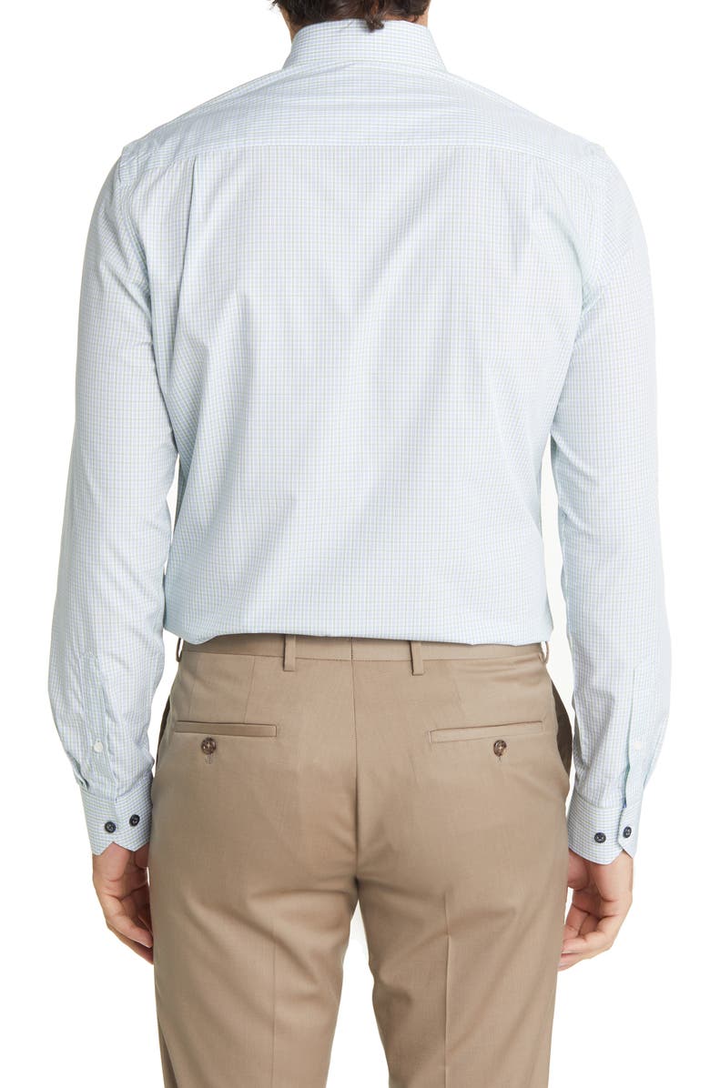 Duchamp Men's Tailored Fit Check Dress Shirt, Alternate, color, Green
