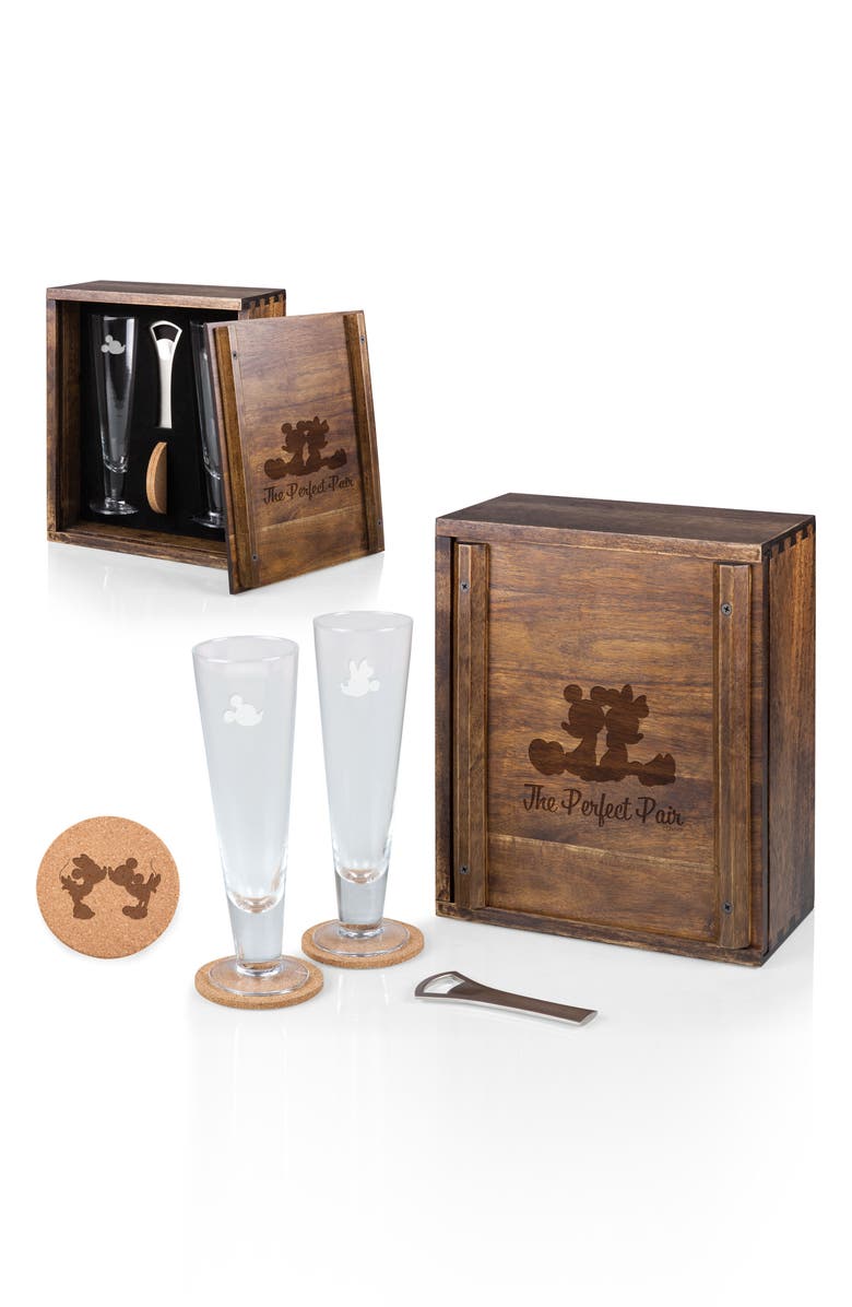 Picnic Time Glass Beverage Set, Alternate, color, Mickey/Minnie Brown