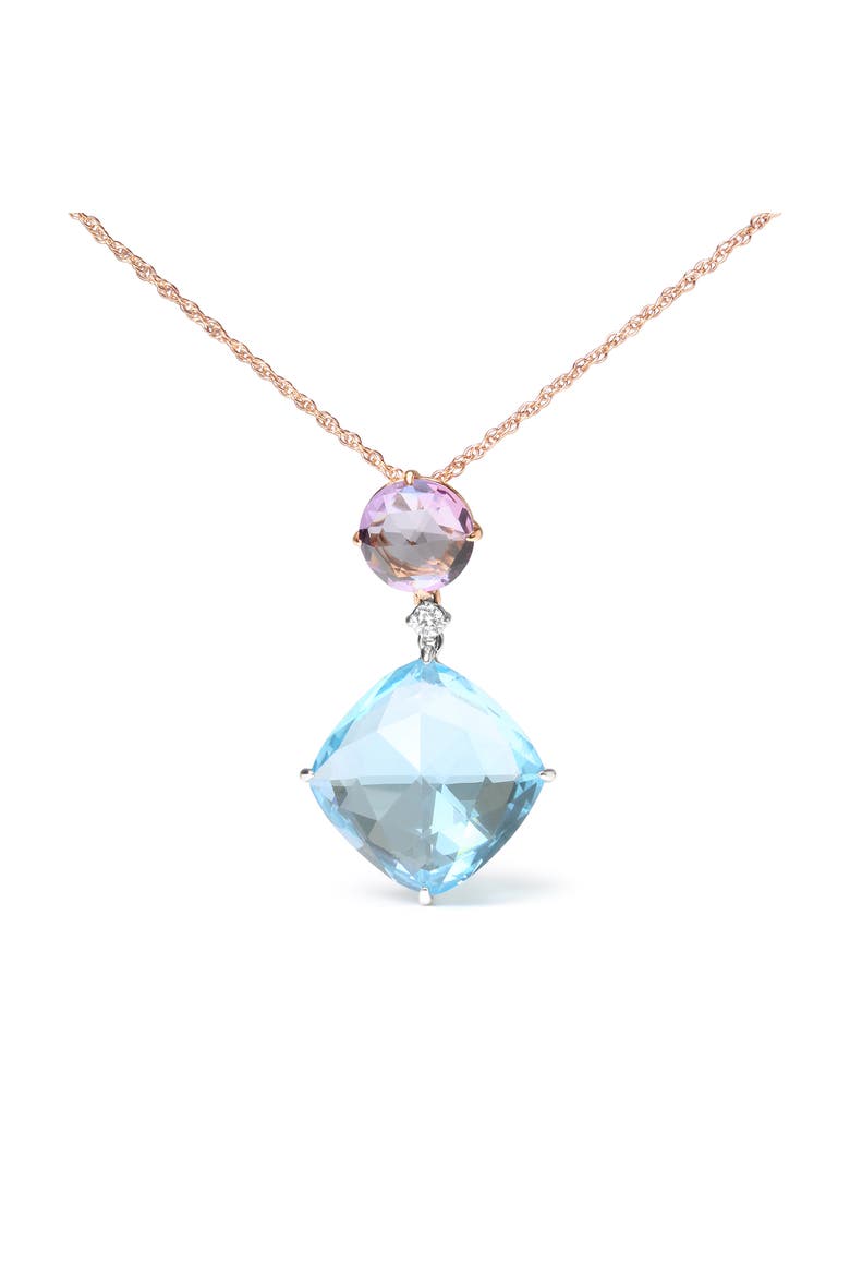18K Gold Diamond Accent Amethyst Topaz Dangle Pendant Necklace, Main, color, White