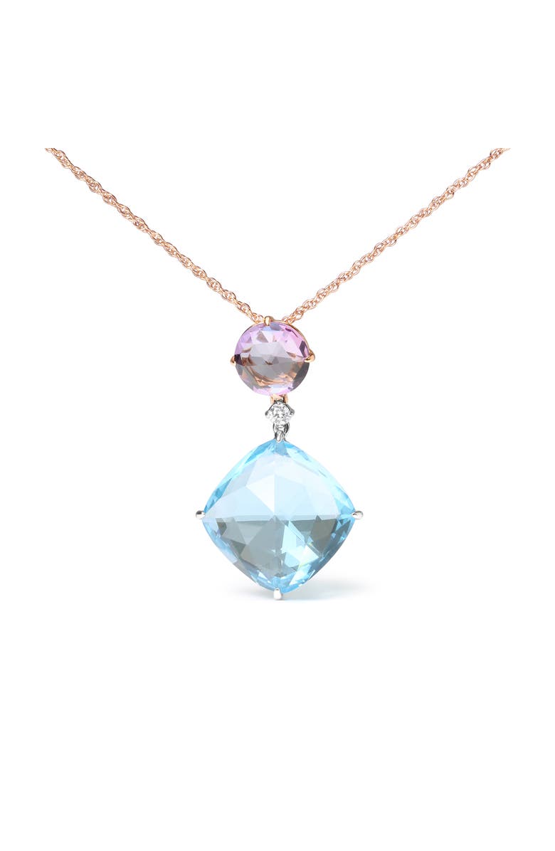 Haus of Brilliance 18K Gold Diamond Accent Amethyst Topaz Dangle Pendant Necklace, Main, color, White