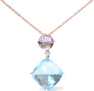 Haus of Brilliance 18K Gold Diamond Accent Amethyst Topaz Dangle Pendant Necklace