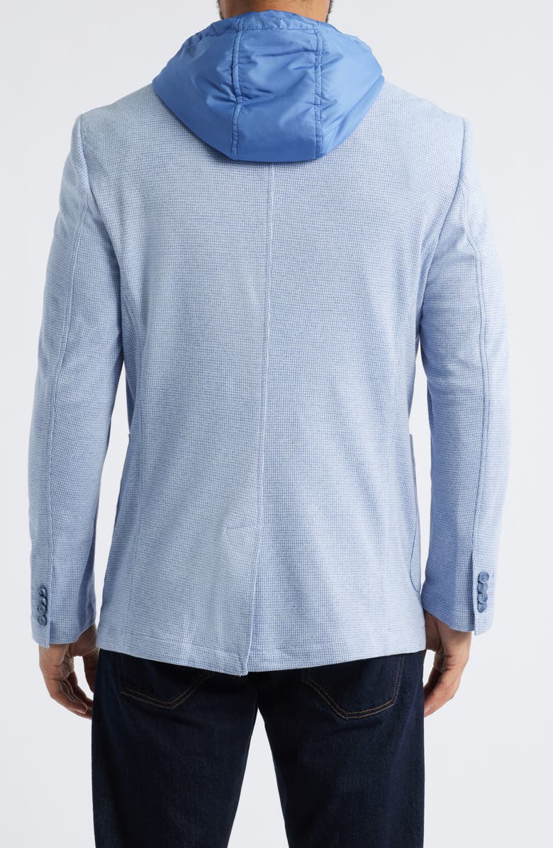 Johnston & Murphy XC Flex<sup>®</sup> Microcheck Knit Sport Coat with Removable Hooded Bib, Alternate, color, Light Blue