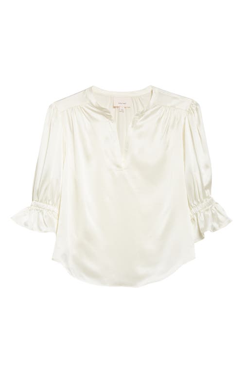 Cinq À Sept Fiona Split Neck Silk Top In White