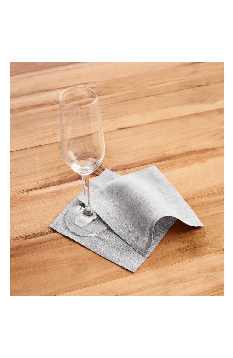 Solino Home Linen Cocktail Napkins - Athena, 6" x 6", Alternate, color, Oyster Grey