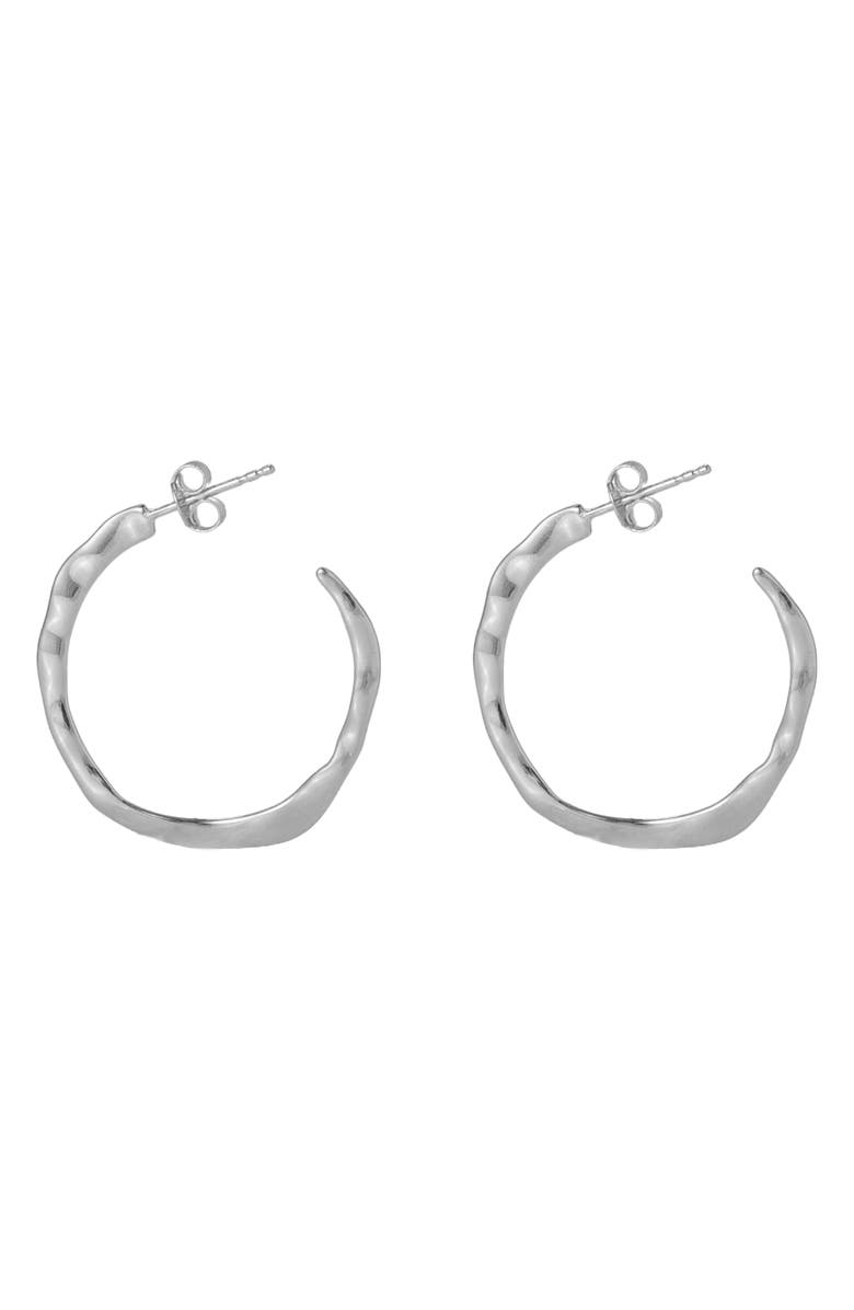 Argento Vivo Sterling Silver Textured Medium Hoop Earrings, Main, color, 