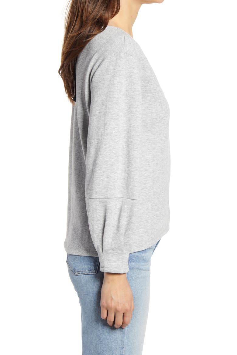 Bow Back V-Neck Sweatshirt, Alternate, color, GREY HEATHER