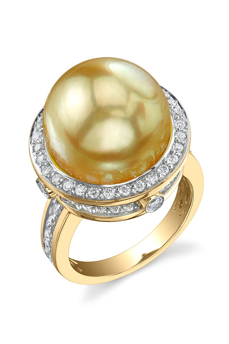 Golden Pearl & Diamond Bella Ring, Main, color, Yellow Gold