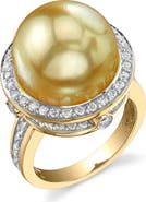 The Pearl Source Golden Pearl & Diamond Bella Ring