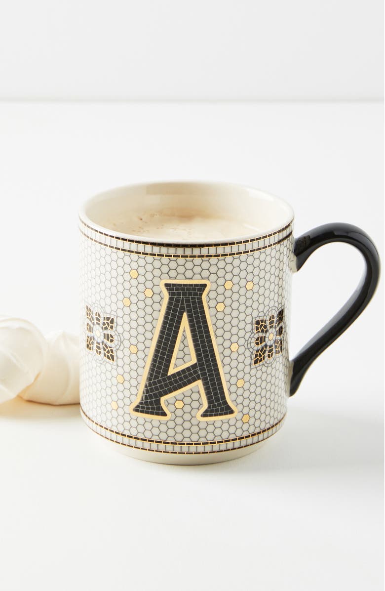 Anthropologie Home Bistro Monogram Mug, Main, color, 