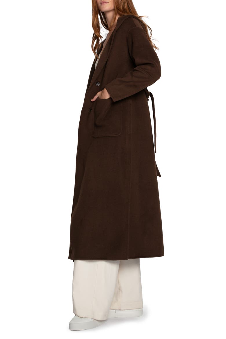 Walk My Way Wool Blend Hooded Coat, Alternate, color, BROWN