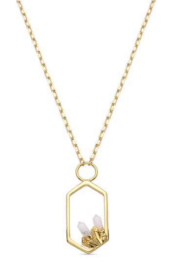 Eye Candy Los Angeles Nora Clear Quartz Pendant Necklace
