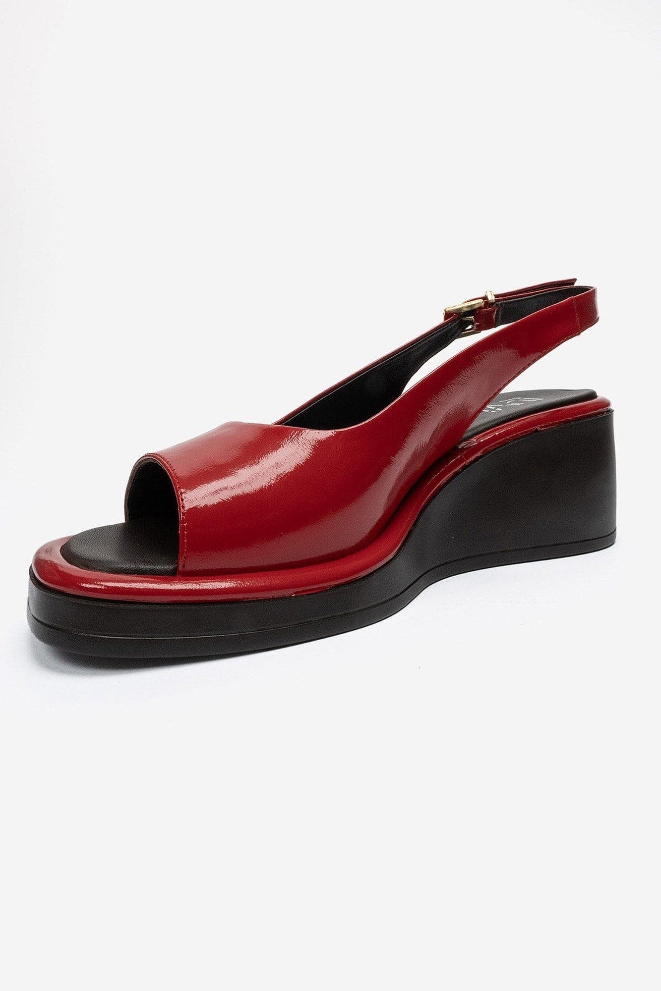 Orlena Leather Platform Wedge Sandal, Alternate, color, Red