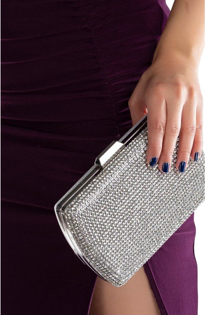 Forever & Always Shoes Francisca Clutch Evening Purse, Alternate, color, Grey Glitter