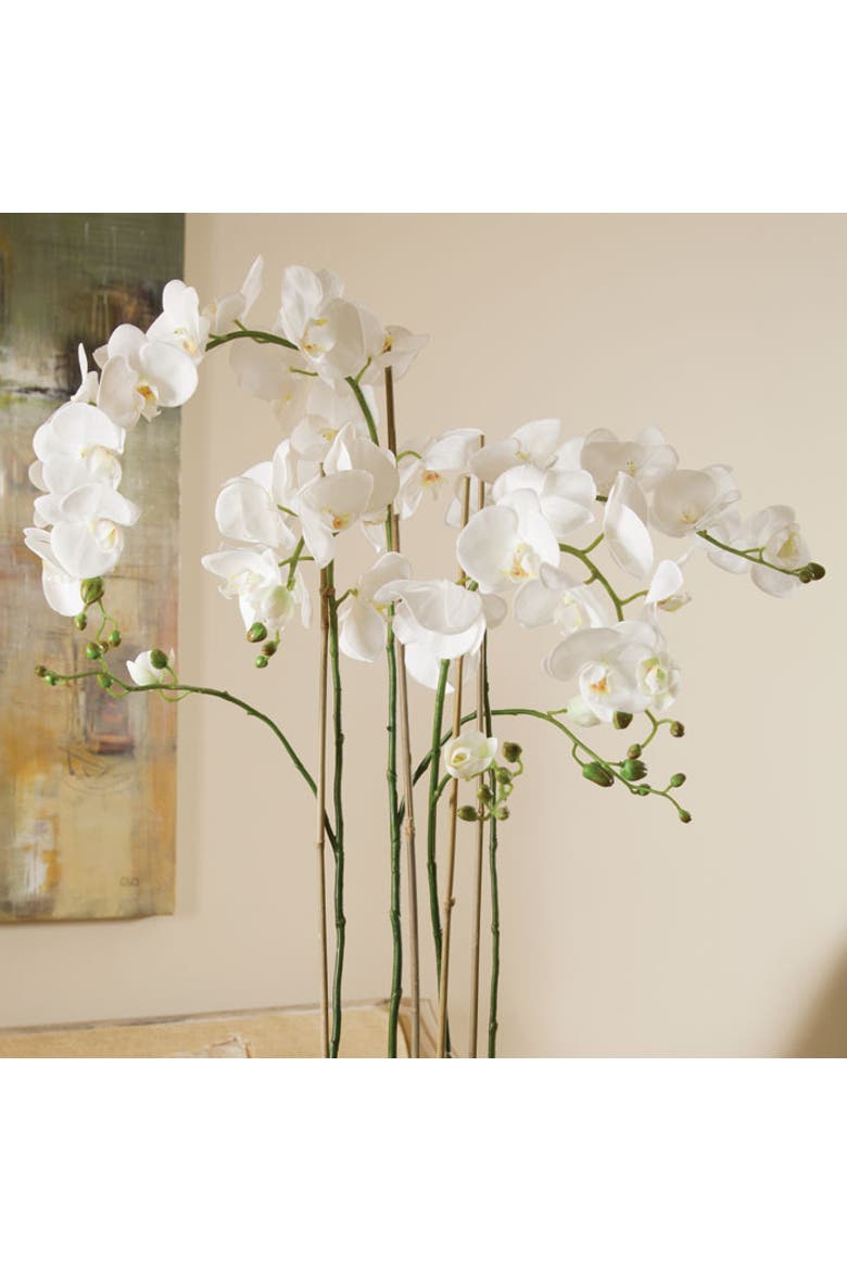 44" Phalaenopsis Orchid Drop-In Artificial Faux Floral Flower Plant, Alternate, color, White