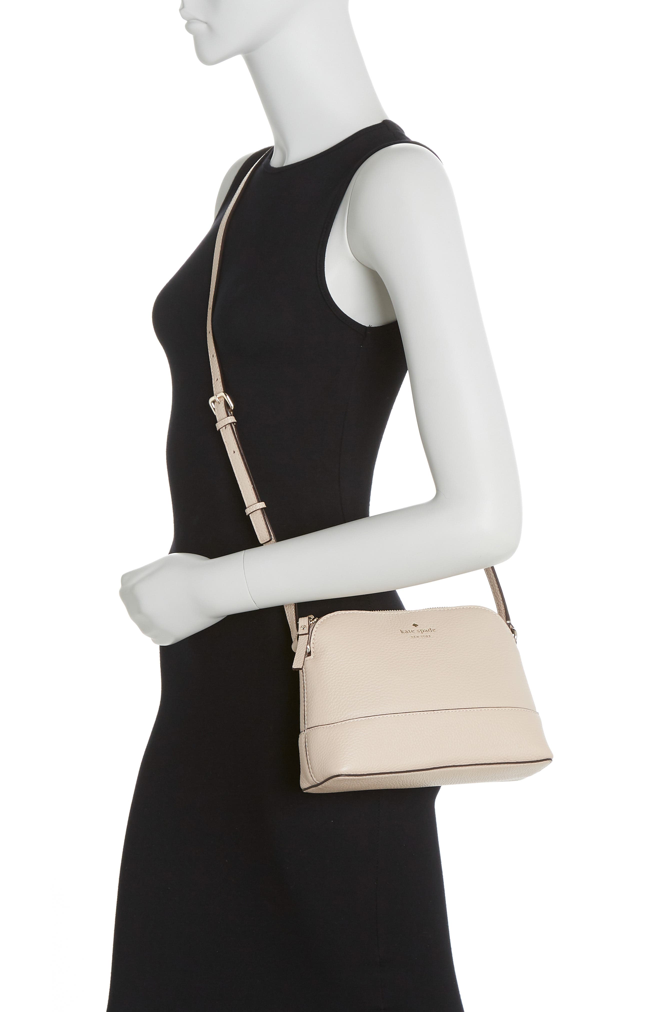 southport ave hannah leather crossbody bag, Alternate, color, WARM BEIGE