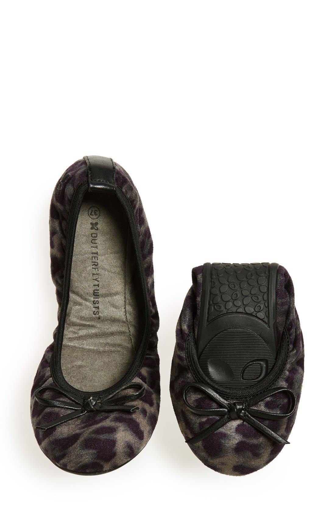 BUTTERFLY TWISTS 'Cleo Leopard' Foldable Ballerina Flat, Alternate, color, 
