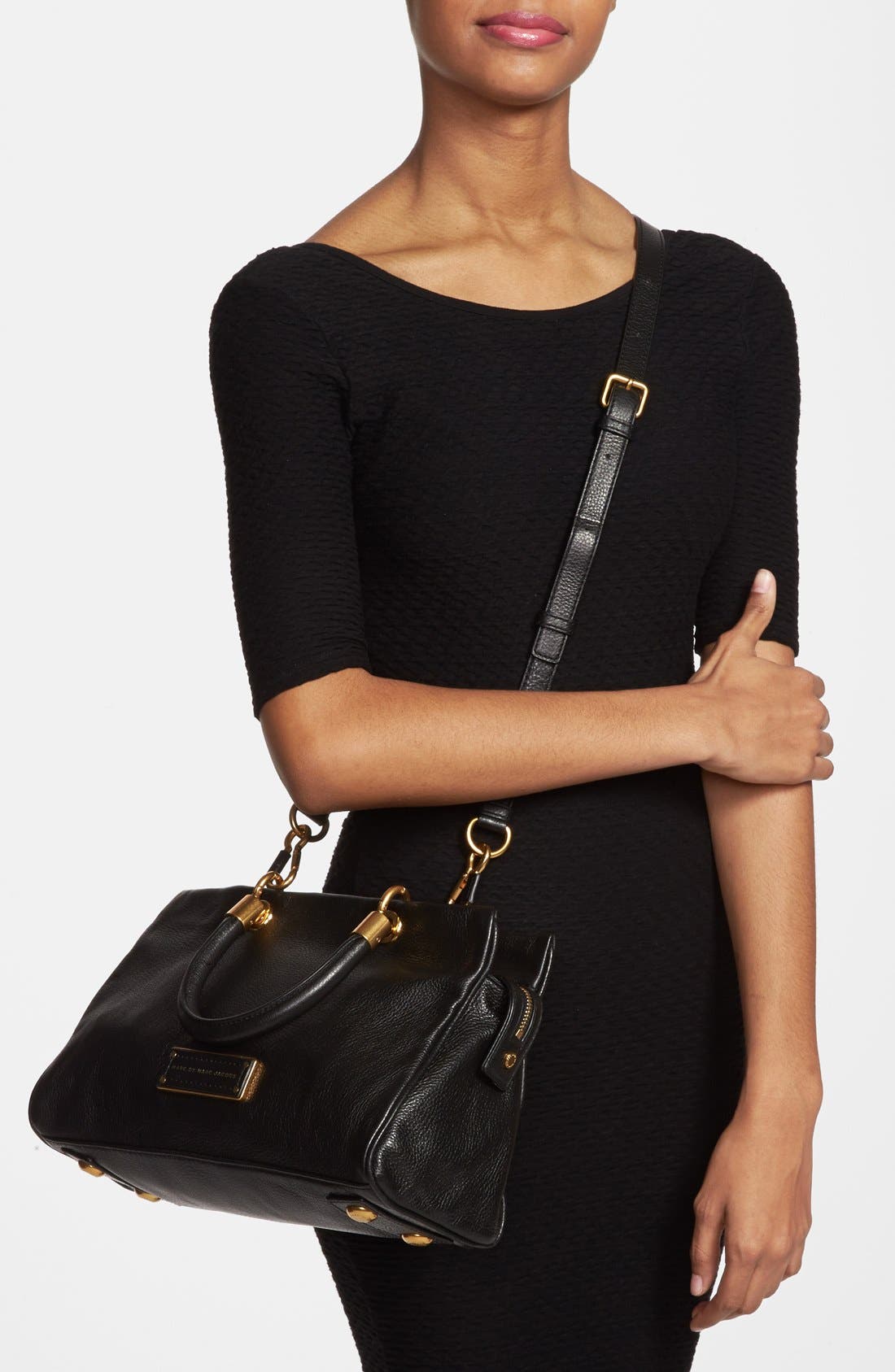 MARC BY MARC JACOBS 'Too Hot to Handle' Satchel, Alternate, color, BLACK