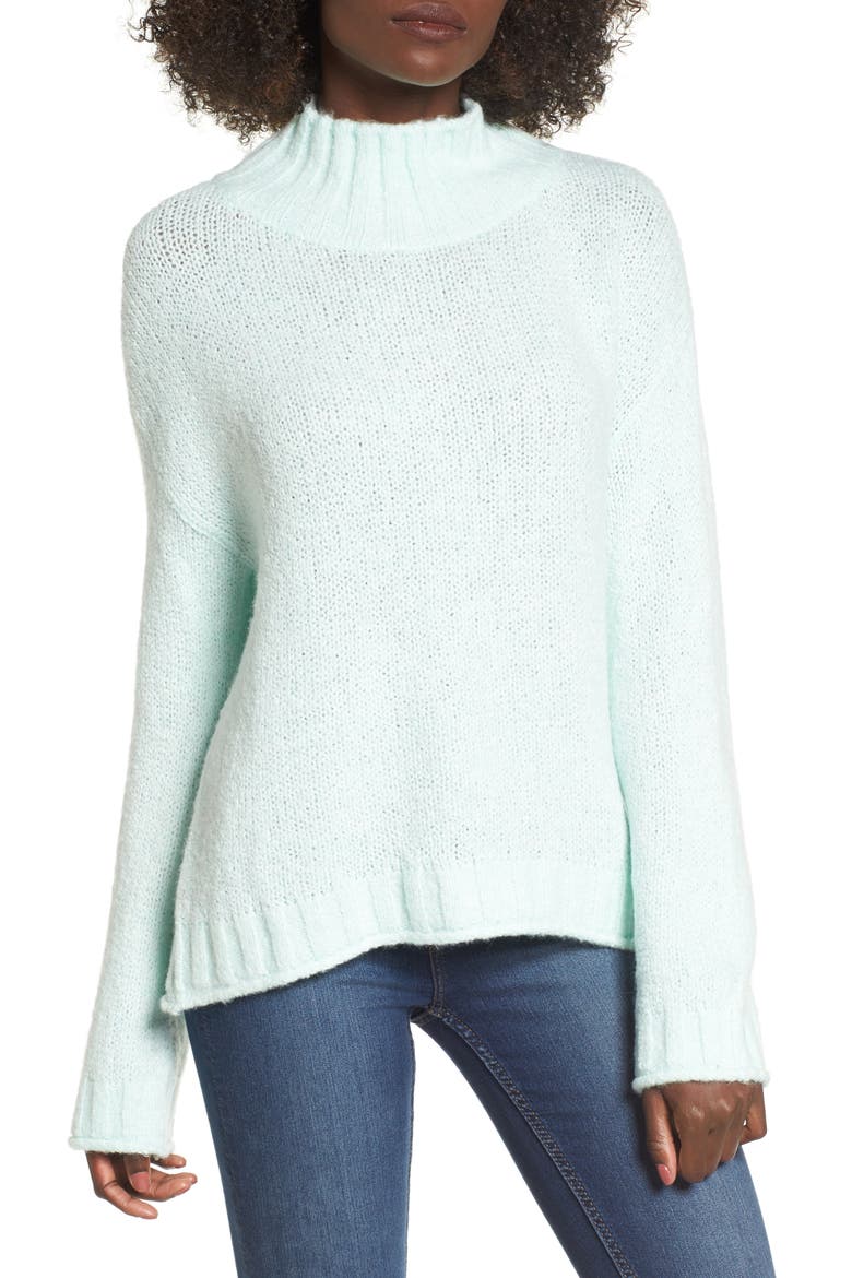 Cozy Mock Neck Sweater, Main, color, GREEN LILY