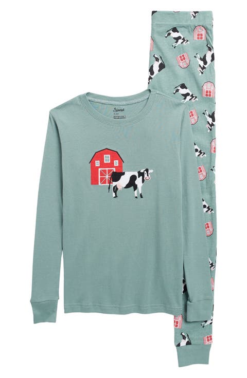 Kids Two-Piece Cotton Printed Matching Family Pajamas, Animal Friends