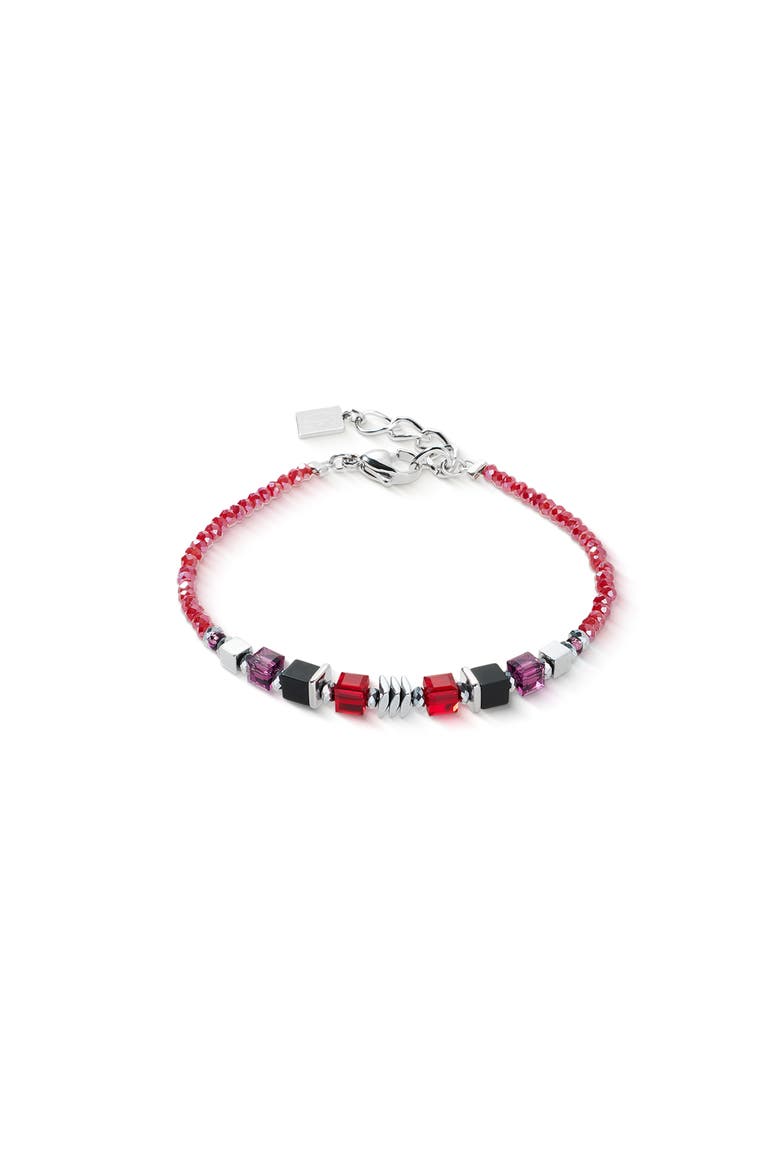 Wave Cube Flow Silver Bracelet, Main, color, Red