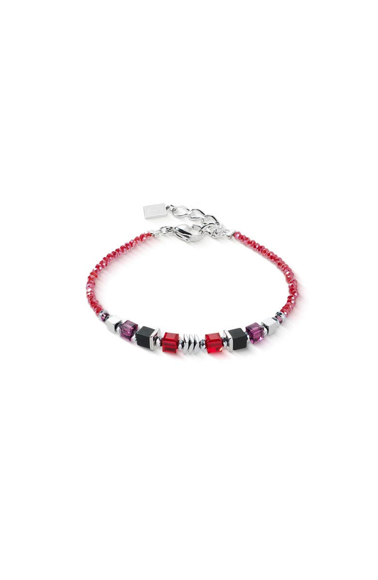 COEUR DE LION Wave Cube Flow Silver Bracelet, Main, color, Red