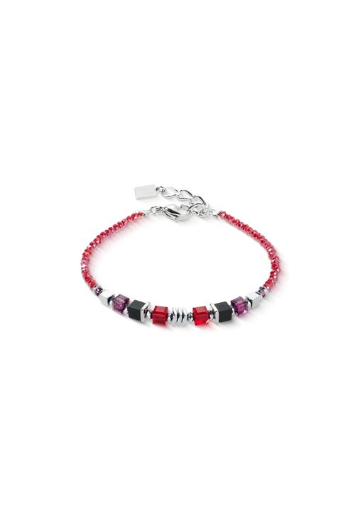 Coeur De Lion Wave Cube Flow Silver Bracelet In Red