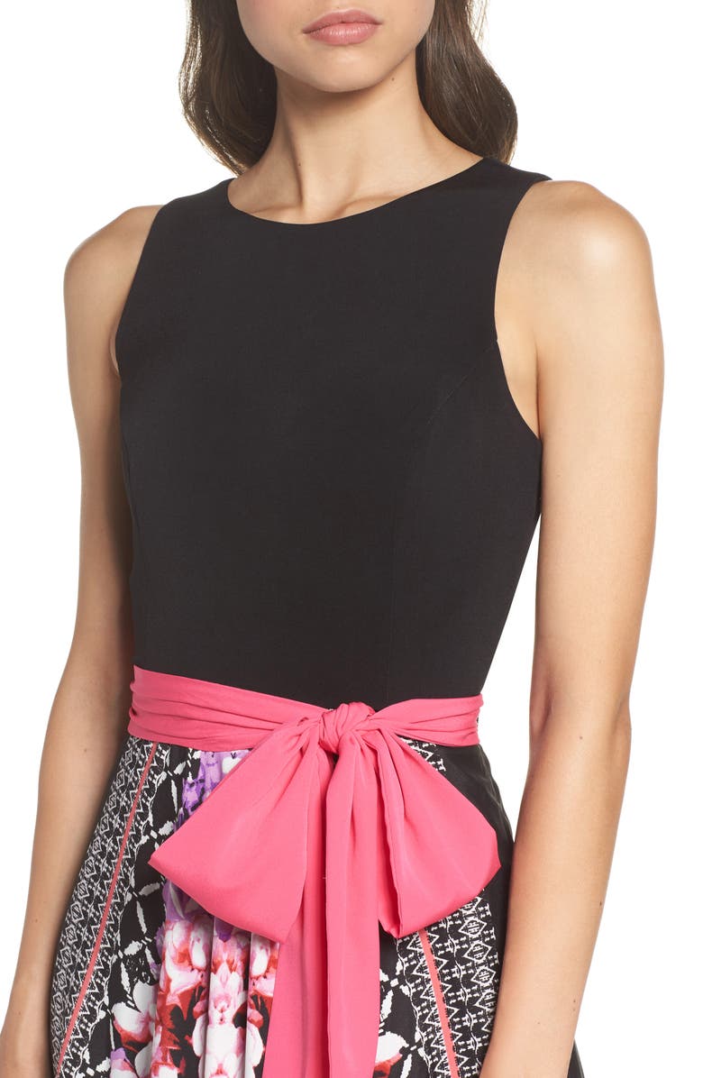 Eliza J Scarf Print Jersey & Crêpe de Chine Maxi Dress, Alternate, color,