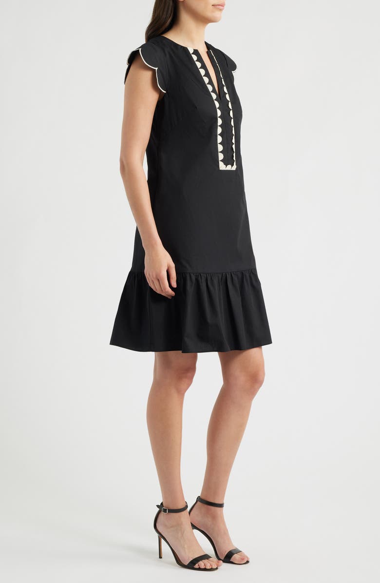 Eliza J Scallop Ruffle Hem Dress, Alternate, color, Black Natura