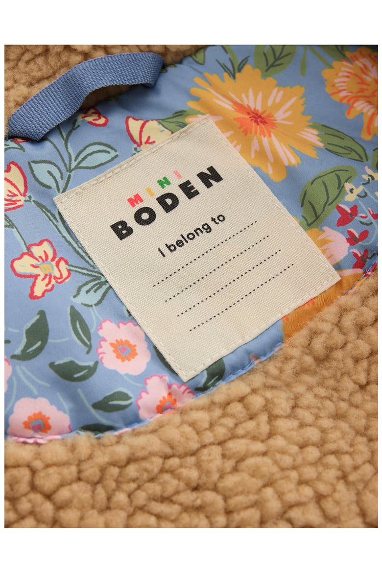 Kids' Borg Fleece Trim Padded Jacket, Alternate, color, BLUE FLORAL