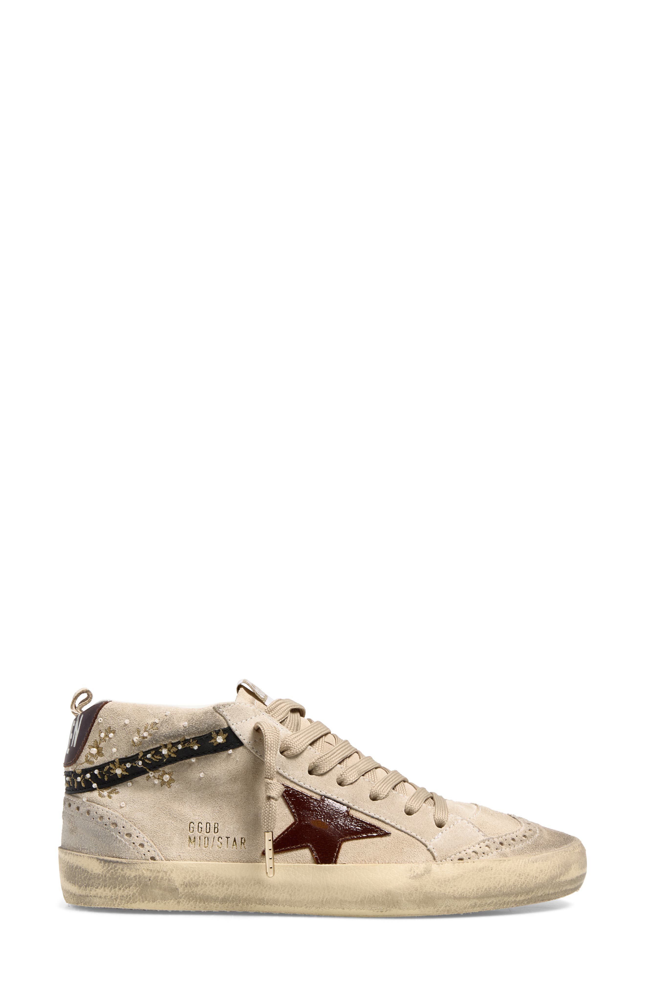 Mid Star Sneaker, Alternate, color, SEEDPEARL/ BURGUNDY/ BLACK