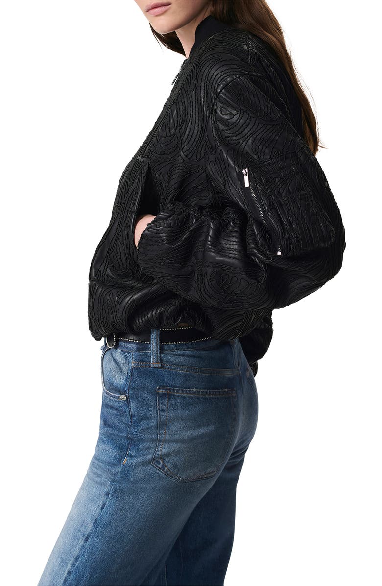 rag & bone Jemma Embroidered Faux Leather Bomber Jacket, Alternate, color, 