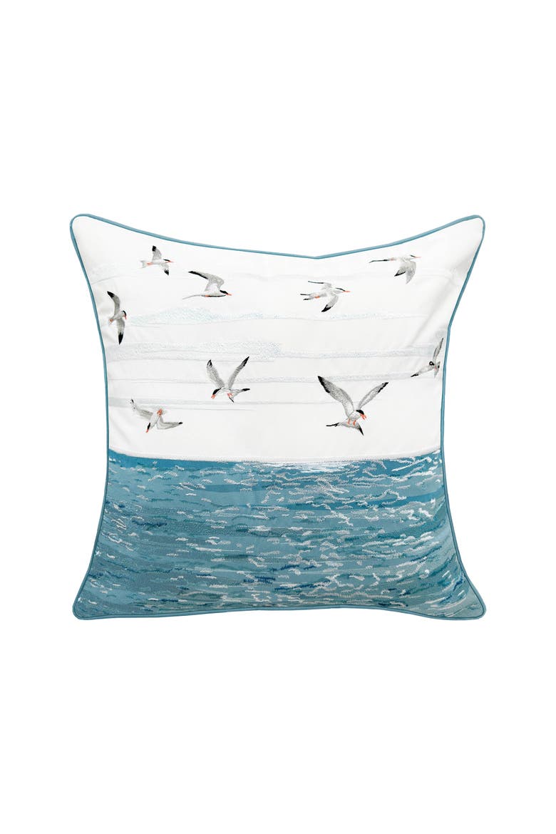 Terns and Reflections Pillow, Main, color, Blue