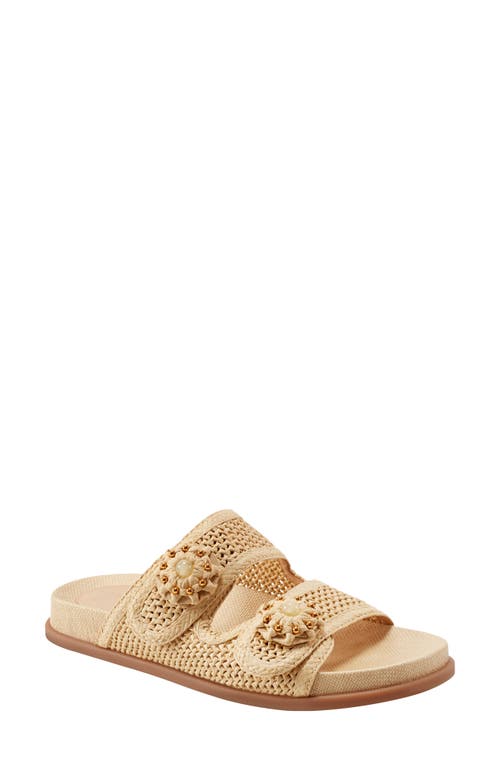 Marc Fisher Ltd Beaded Woven Dual-strap Slide Sandals In Beige