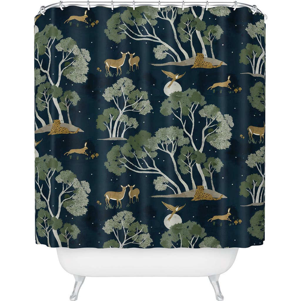 Deny Designs Full Moon Shower Curtain In Blue