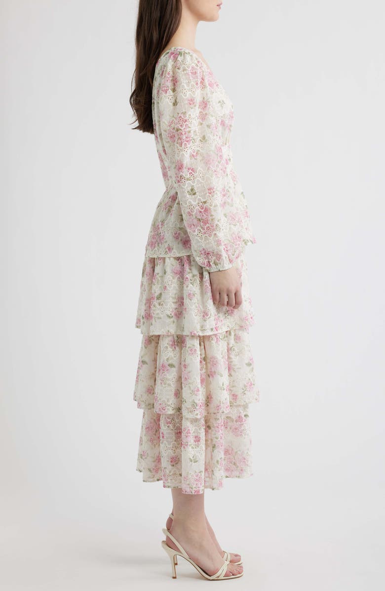 LAYERED WITH LOVE Eliana Floral Print Embroidered Long Sleeve Maxi Dress, Alternate, color, Blush Blossom