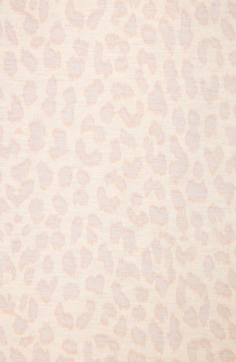 PJ Salvage Luxe Leopard Print Jersey Nightgown, Alternate, color, Light Beige