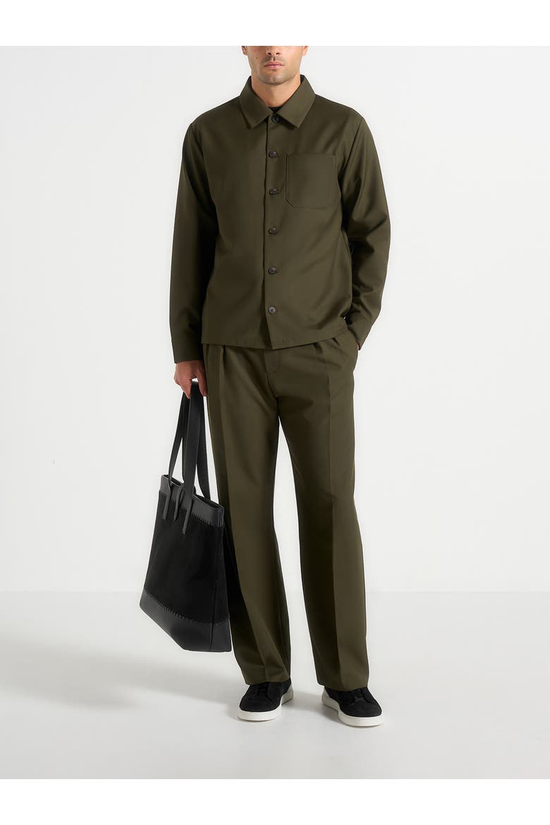 Pierre Relaxed Fit Pleated Tailored Trousers, Alternate, color, Olive