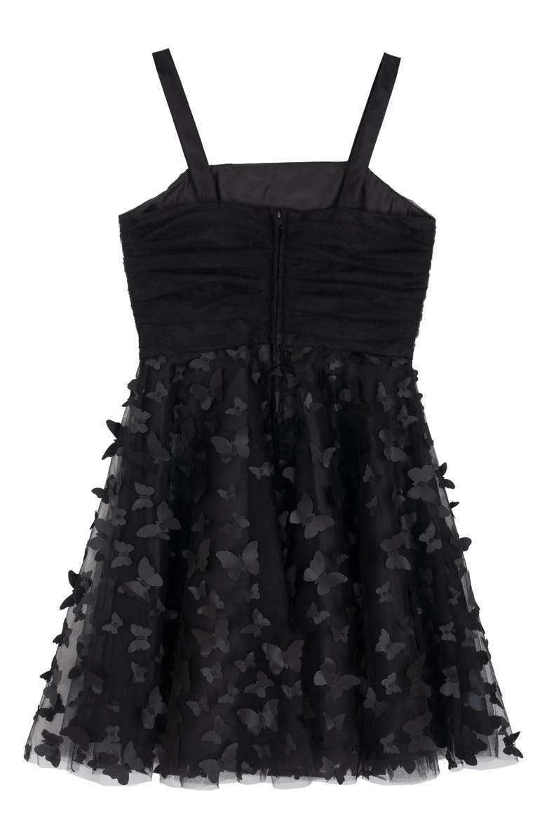 Rare Editions Kids' Butterfly 3D Mesh Party Dress, Alternate, color, Black