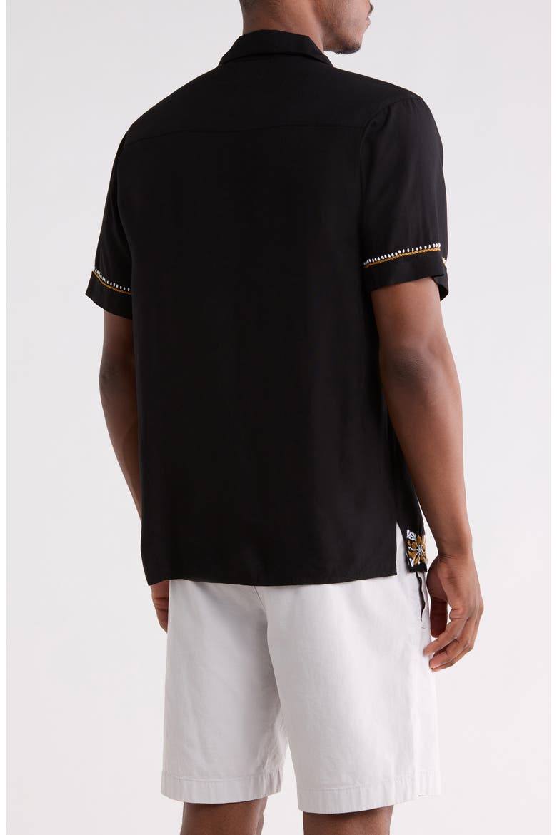 Atharv Short Sleeve Button-Up Shirt, Alternate, color, BLACK