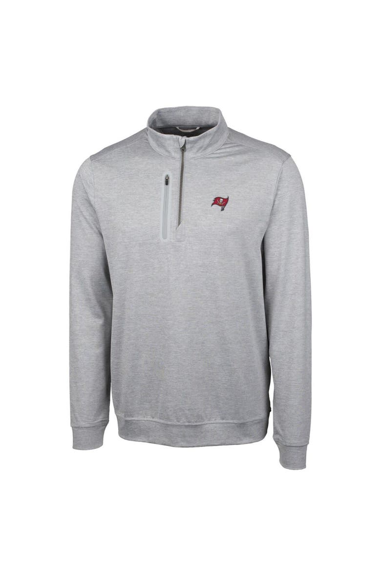 Men's Cutter & Buck Heather Gray Tampa Bay Buccaneers Big & Tall Stealth Quarter-Zip Pullover Jacket, Main, color, Heather Gray