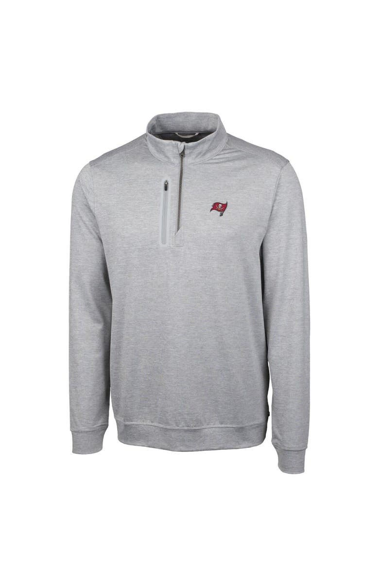 Cutter & Buck Men's Cutter & Buck Heather Gray Tampa Bay Buccaneers Big & Tall Stealth Quarter-Zip Pullover Jacket, Main, color,