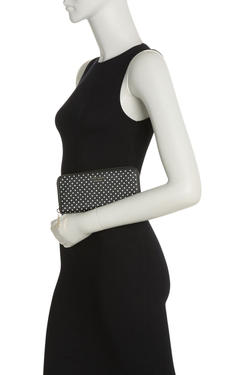 Kate Spade New York spencer metallic dot slim continental wallet, Alternate, color, 