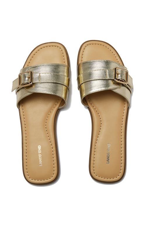 Lands' End Sunshine Slide Sandals In Light Gold