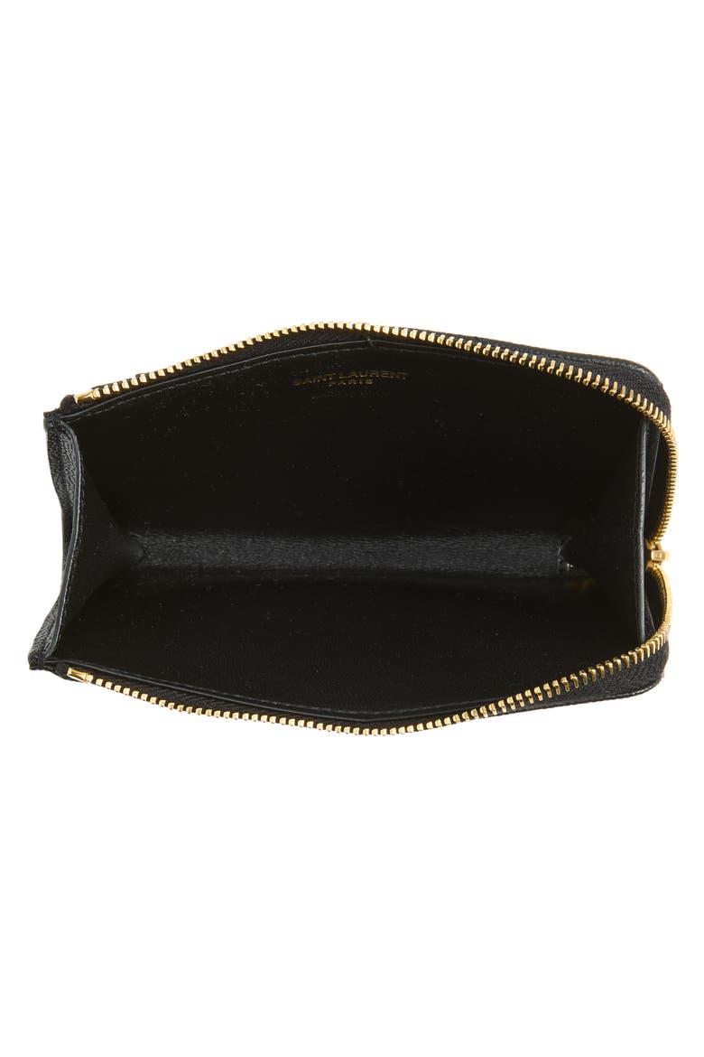 Cassandre Bijou Matelassé Grain de Poudre Leather Zip Card Case, Alternate, color, BLACK