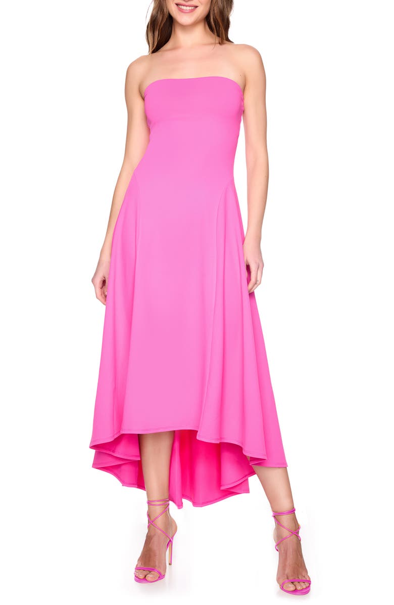 Susana Monaco Strapless High/Low Dress, Alternate, color, Hot Pink